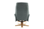 Teal Fabric Swivel Recliner with Footstool Oak Base - Home Furniture Interiors