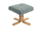 Teal Fabric Swivel Recliner with Footstool Oak Base - Home Furniture Interiors