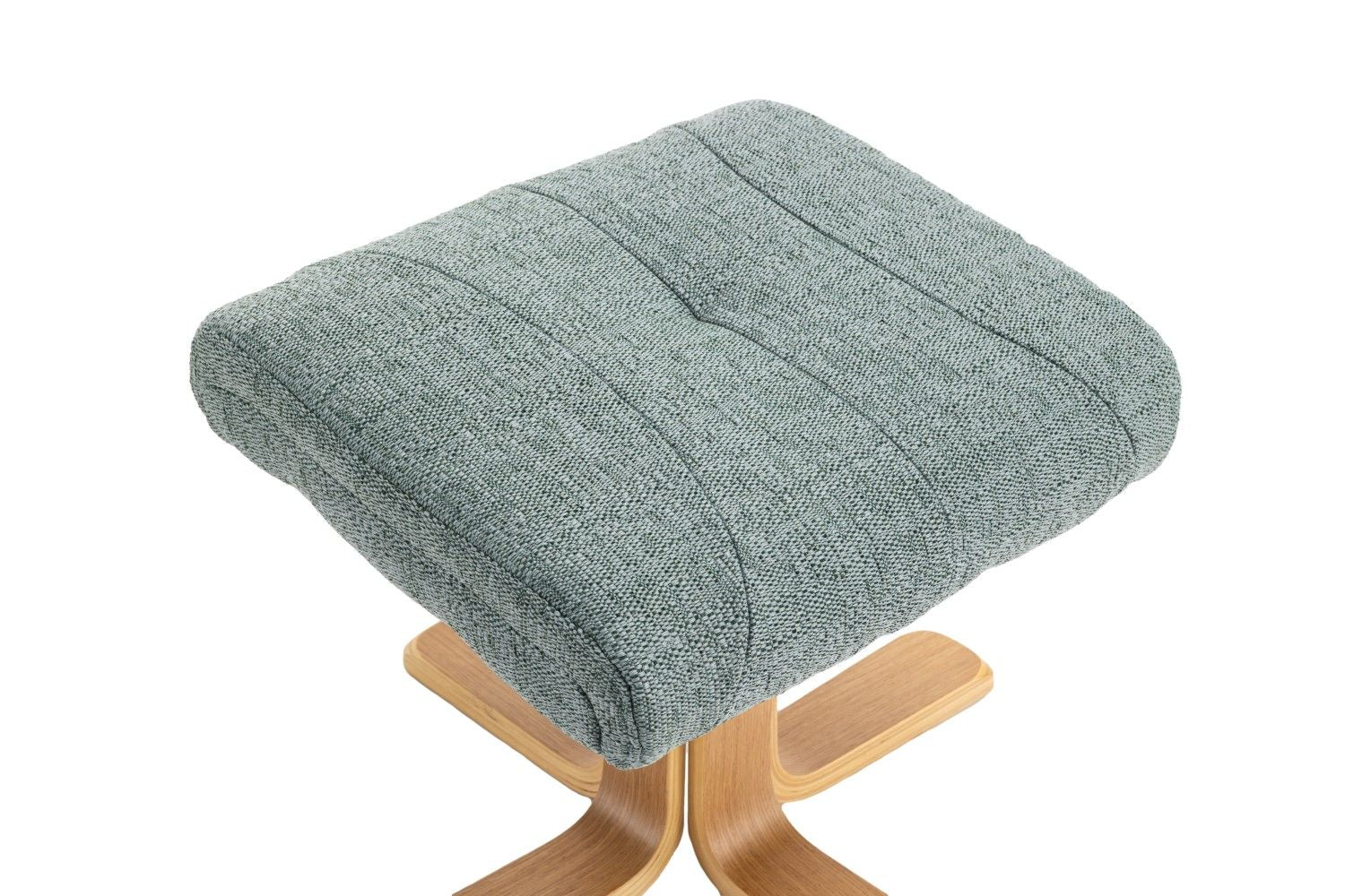 Teal Fabric Swivel Recliner with Footstool Oak Base - Home Furniture Interiors