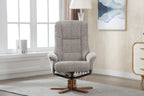 Wheat Fabric Swivel Recliner Chair with Footstool Oak Base - Home Furniture Interiors