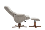Wheat Fabric Swivel Recliner Chair with Footstool Oak Base - Home Furniture Interiors