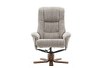 Wheat Fabric Swivel Recliner Chair with Footstool Oak Base - Home Furniture Interiors