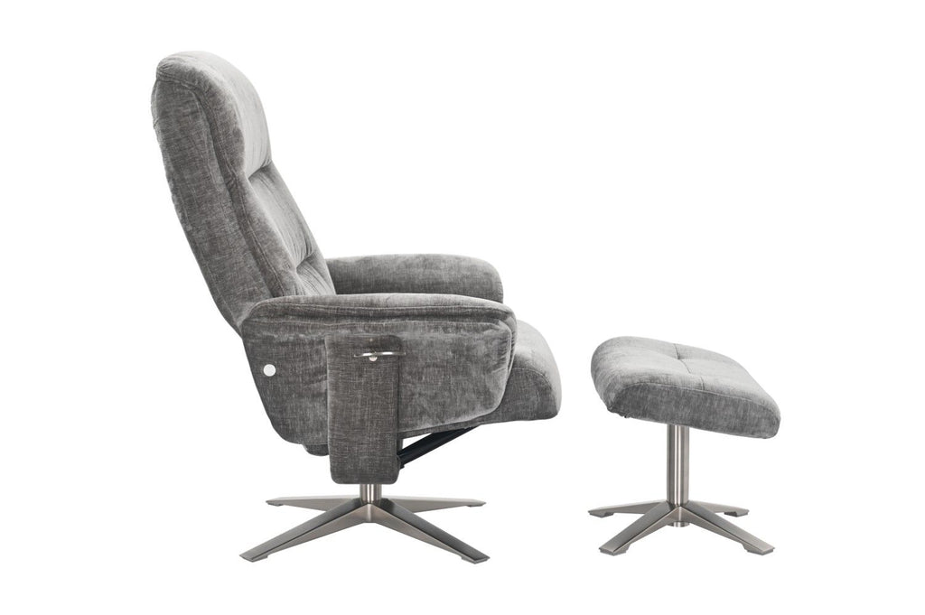 Wishing Well Fabric Swivel Recliner Chair with Footstool