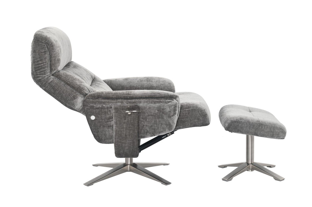 Wishing Well Fabric Swivel Recliner Chair with Footstool