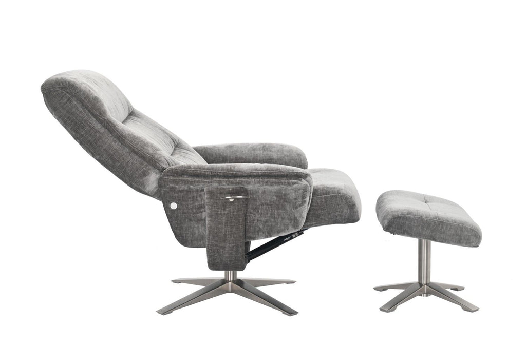 Wishing Well Fabric Swivel Recliner Chair with Footstool