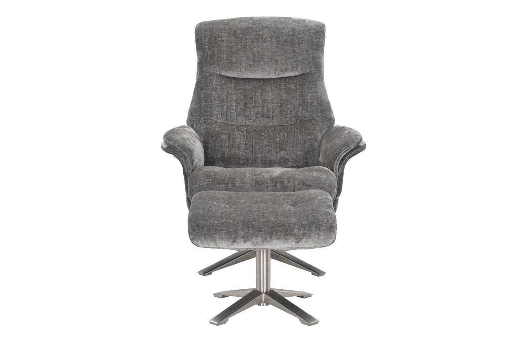 Wishing Well Fabric Swivel Recliner Chair with Footstool