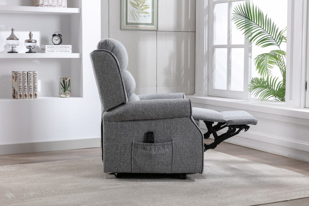 Grey Fabric Large Dual Motor Electric Riser Recliner Chair - Home Furniture Interiors
