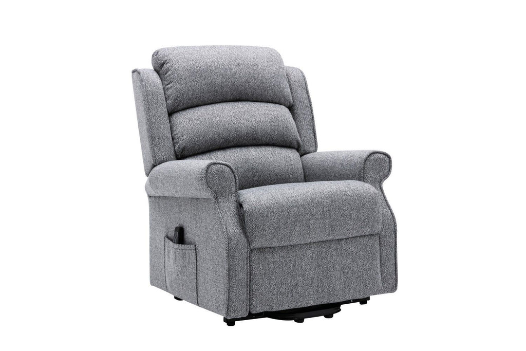 Grey Fabric Large Dual Motor Electric Riser Recliner Chair - Home Furniture Interiors