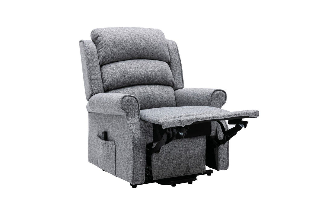Grey Fabric Large Dual Motor Electric Riser Recliner Chair - Home Furniture Interiors
