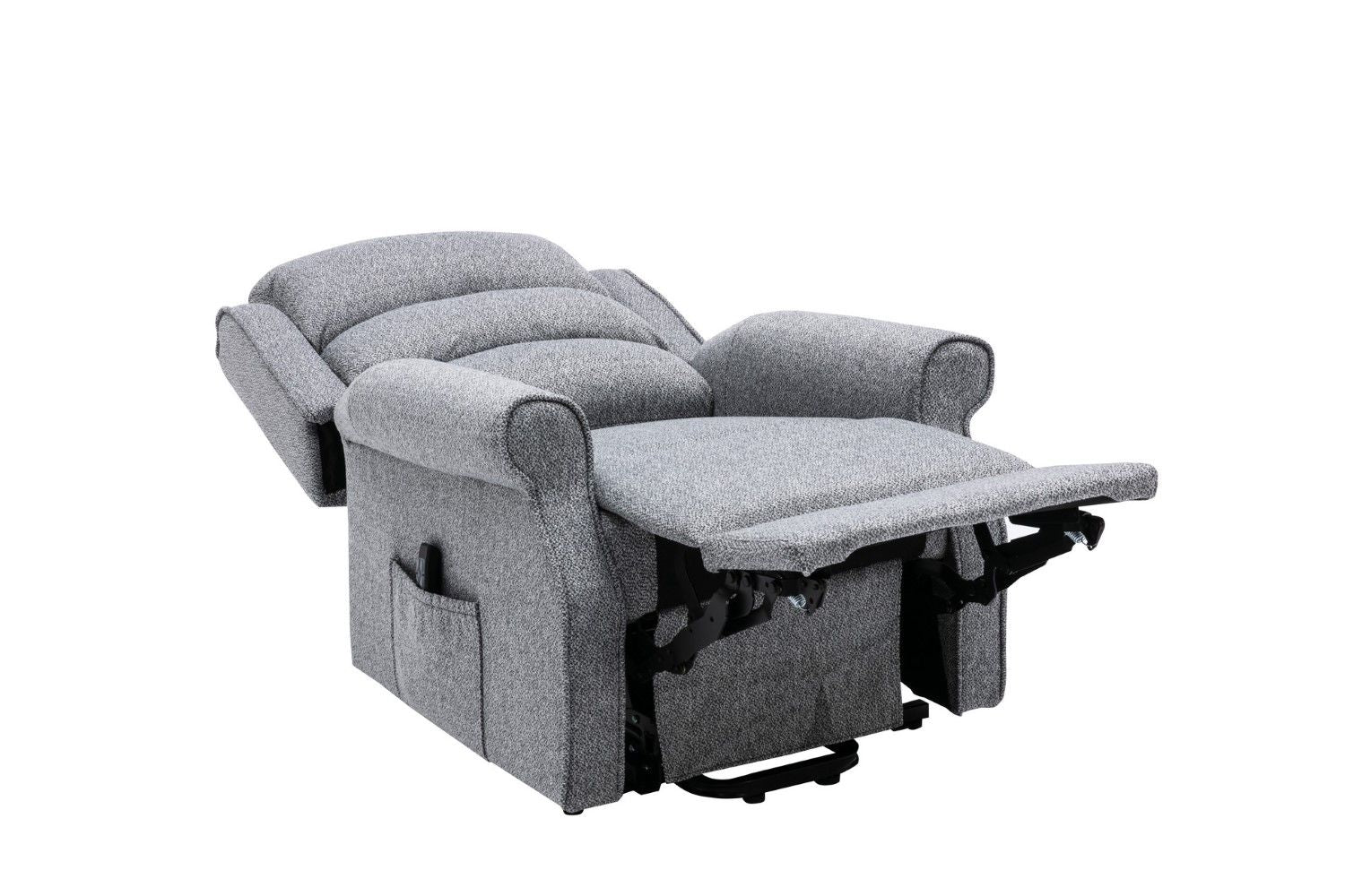 Grey Fabric Large Dual Motor Electric Riser Recliner Chair - Home Furniture Interiors