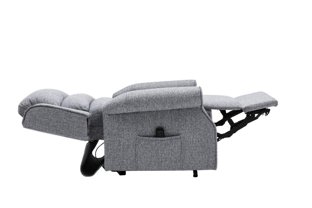 Grey Fabric Large Dual Motor Electric Riser Recliner Chair - Home Furniture Interiors