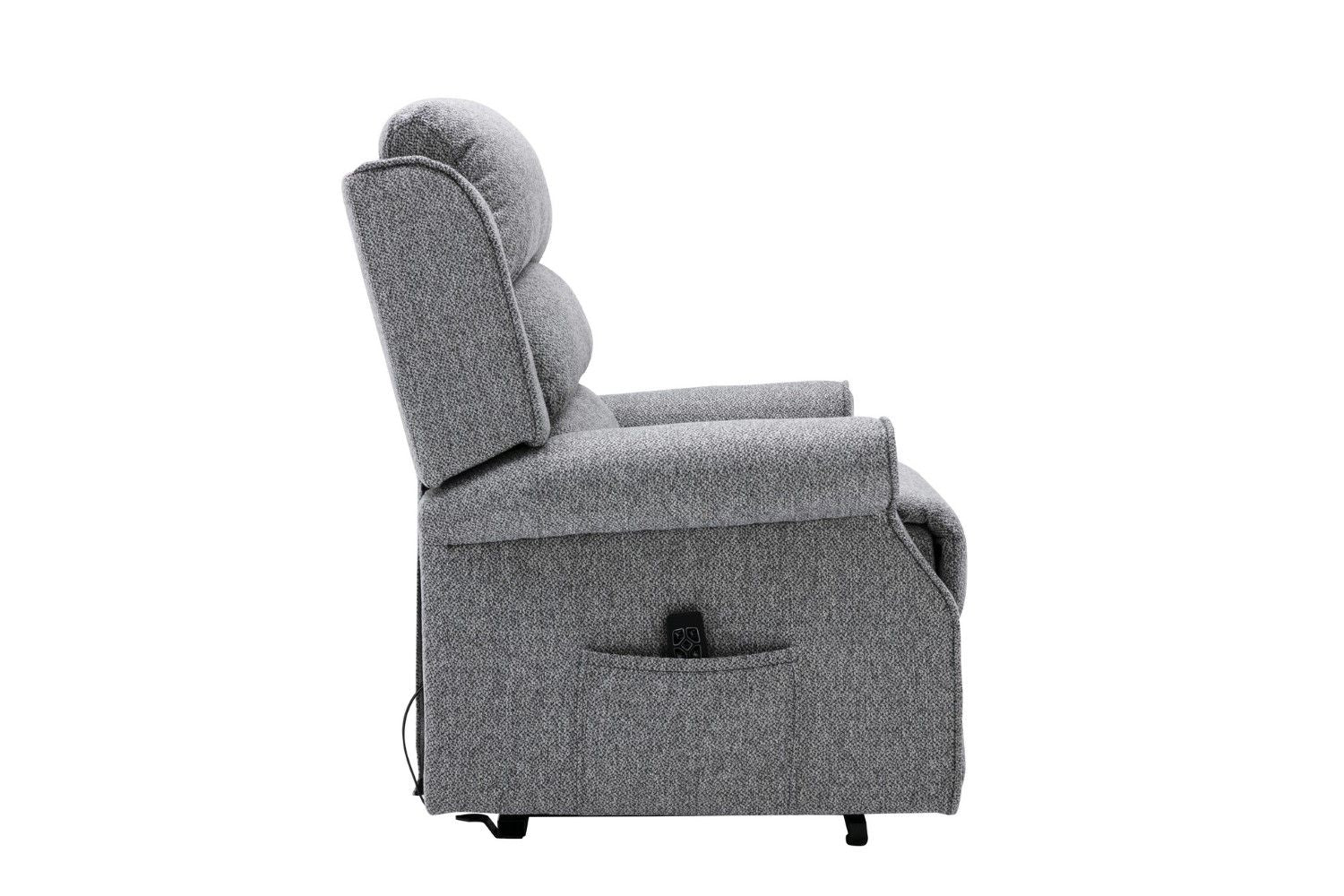 Grey Fabric Large Dual Motor Electric Riser Recliner Chair - Home Furniture Interiors
