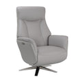 Platinum Leather Swivel Recliner with Integrated Footstool