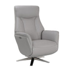 Platinum Leather Swivel Recliner with Integrated Footstool
