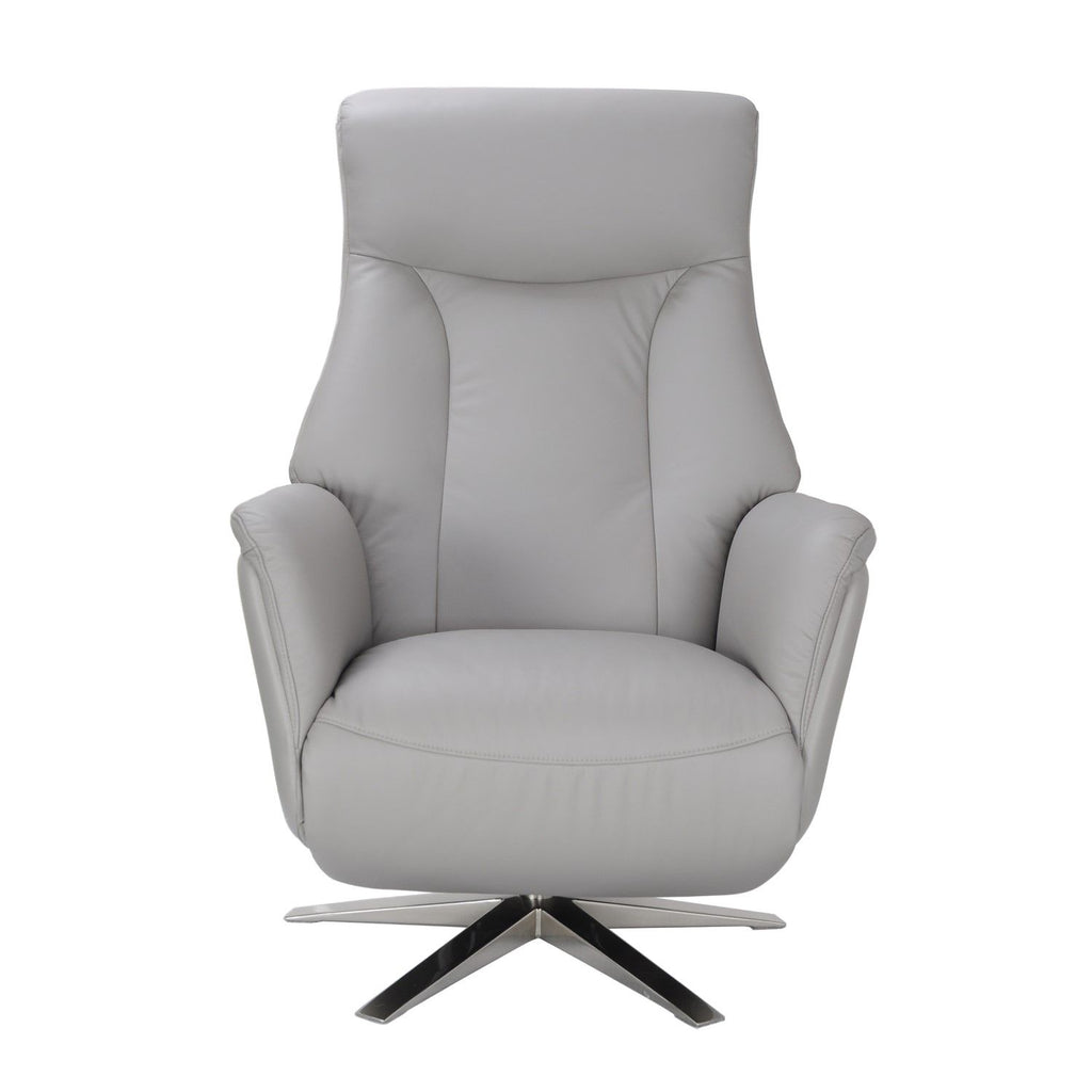 Platinum Leather Swivel Recliner with Integrated Footstool - Home Furniture Interiors