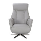 Platinum Leather Swivel Recliner with Integrated Footstool - Home Furniture Interiors