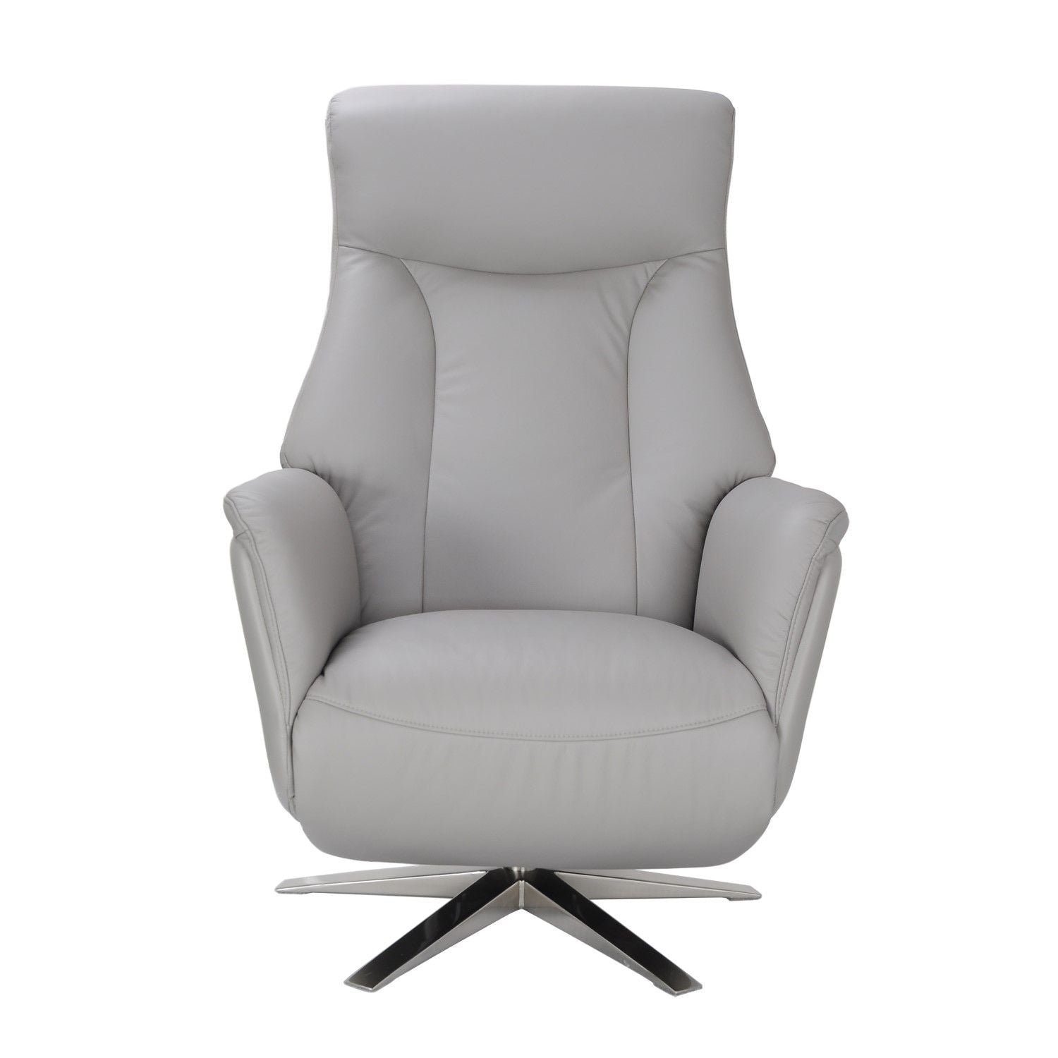 Platinum Leather Swivel Recliner with Integrated Footstool - Home Furniture Interiors