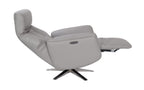Platinum Leather Swivel Recliner with Integrated Footstool - Home Furniture Interiors