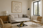 Cream Marble Effect Coffee Table with Silver and Gold Cross Base