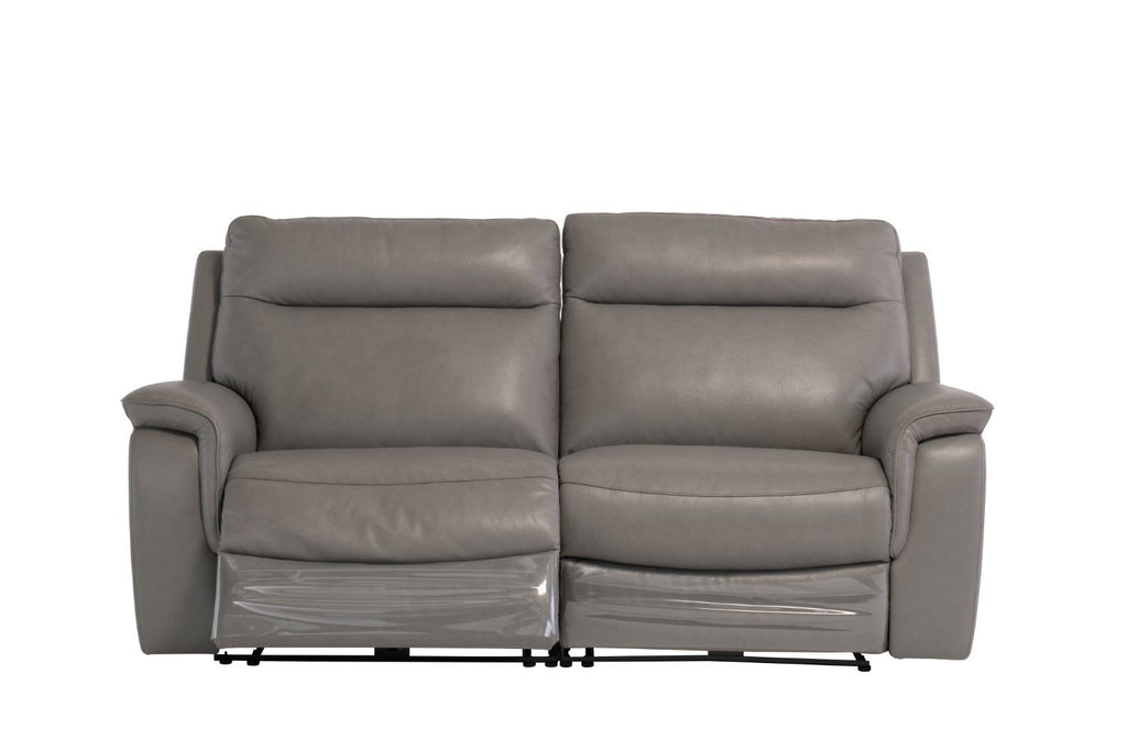 Grey Leather 3 Seat Electric Recliner Sofa with USB Charger