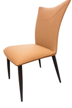 Tan PU Upholstered Dining Chair with Black Legs