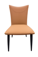 Tan PU Upholstered Dining Chair with Black Legs