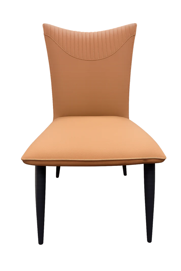 Tan PU Upholstered Dining Chair with Black Legs