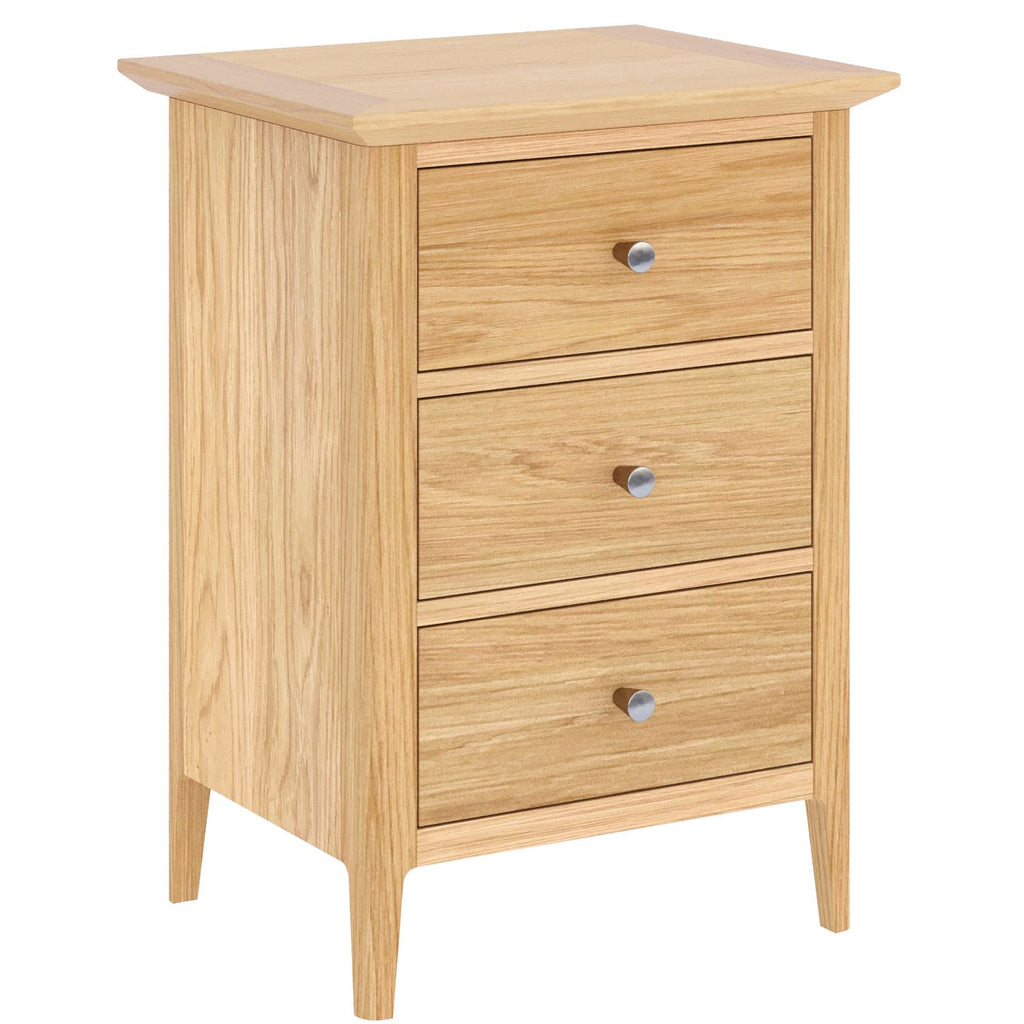 Traditional Solid Oak 3 Drawer Bedside Table - Home Furniture Interiors