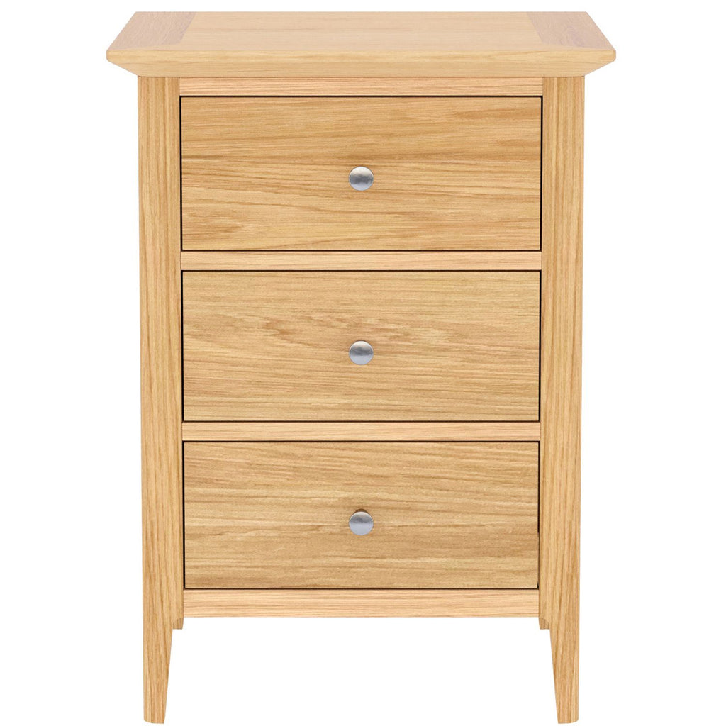 Solid Oak Small 3 Drawer Bedside Table - Home Furniture Interiors