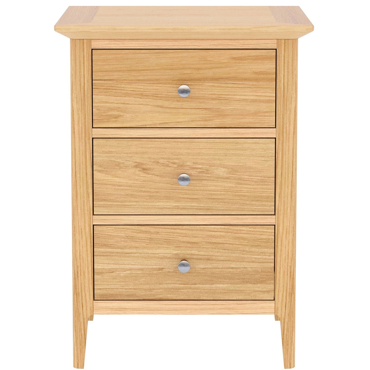 Solid Oak Small 3 Drawer Bedside Table - Home Furniture Interiors