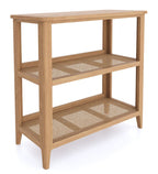 Natural Oak Low Open Bookcase with Canework Shelves - Home Furniture Interiors