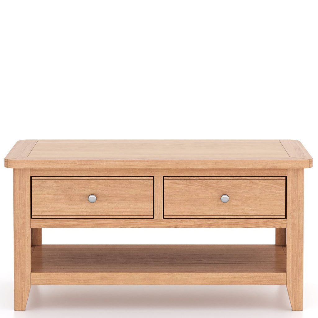 Arlyn Natual Oak Coffee Table 2 Drawers - Home Furniture Interiors