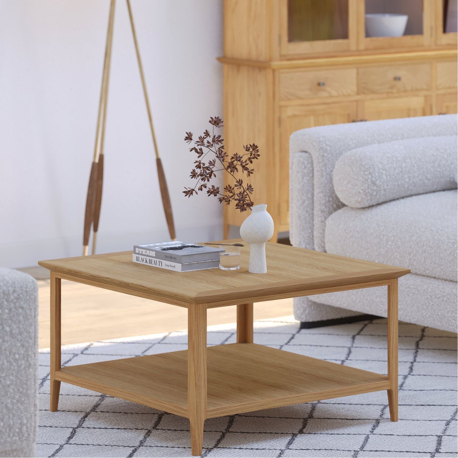 Square Coffee Table With Shelve