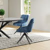 HUGO S Velvet Blue Swivel Black Legs