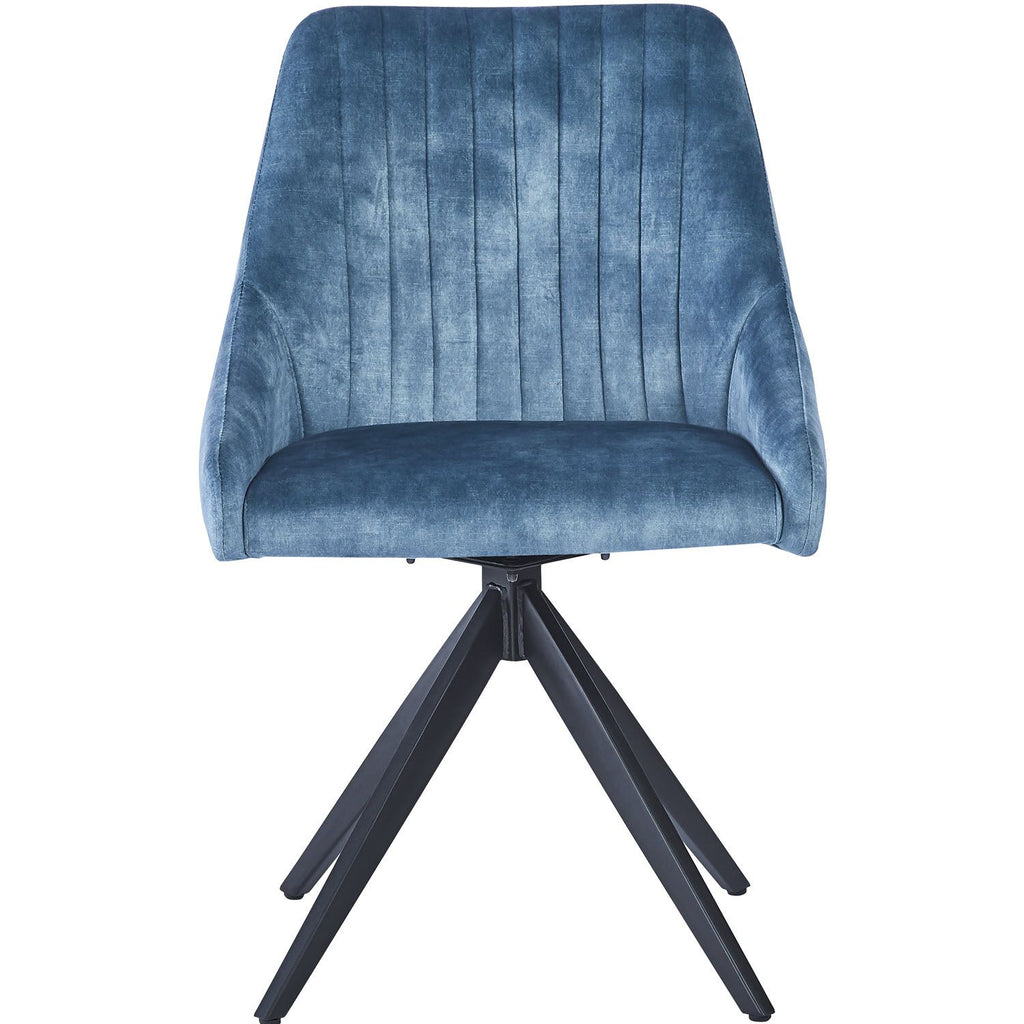 HUGO S Velvet Blue Swivel Black Legs - Home Furniture Interiors