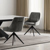HUGO S Velvet Light Grey Swivel Black Legs