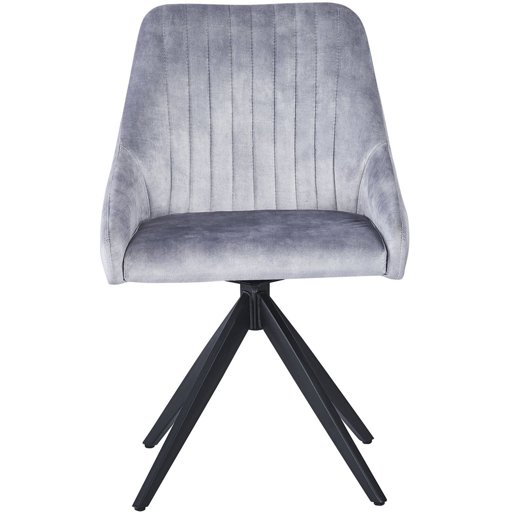 HUGO S Velvet Light Grey Swivel Black Legs - Home Furniture Interiors