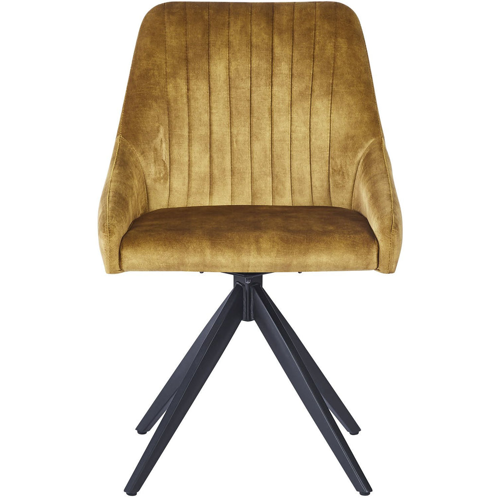 HUGO S Velvet Mustard Swivel Black Legs - Home Furniture Interiors