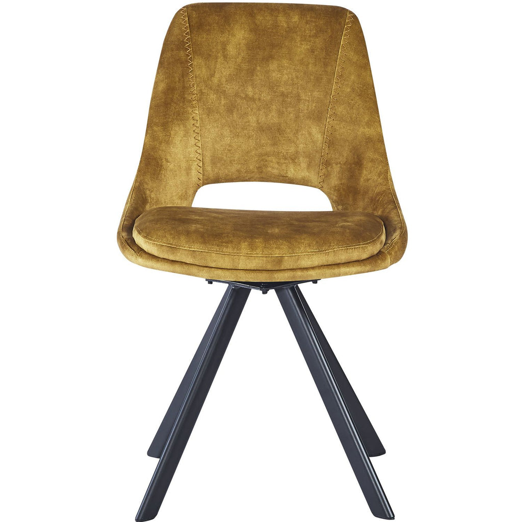 KASPER S Velvet Mustard Swivel Black Legs - Home Furniture Interiors