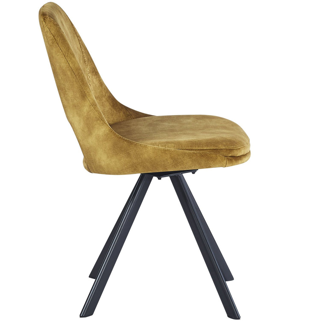 KASPER S Velvet Mustard Swivel Black Legs - Home Furniture Interiors