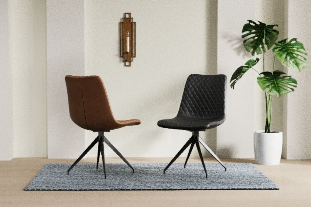 VALI S Pu Black Swivel Black Legs - Home Furniture Interiors