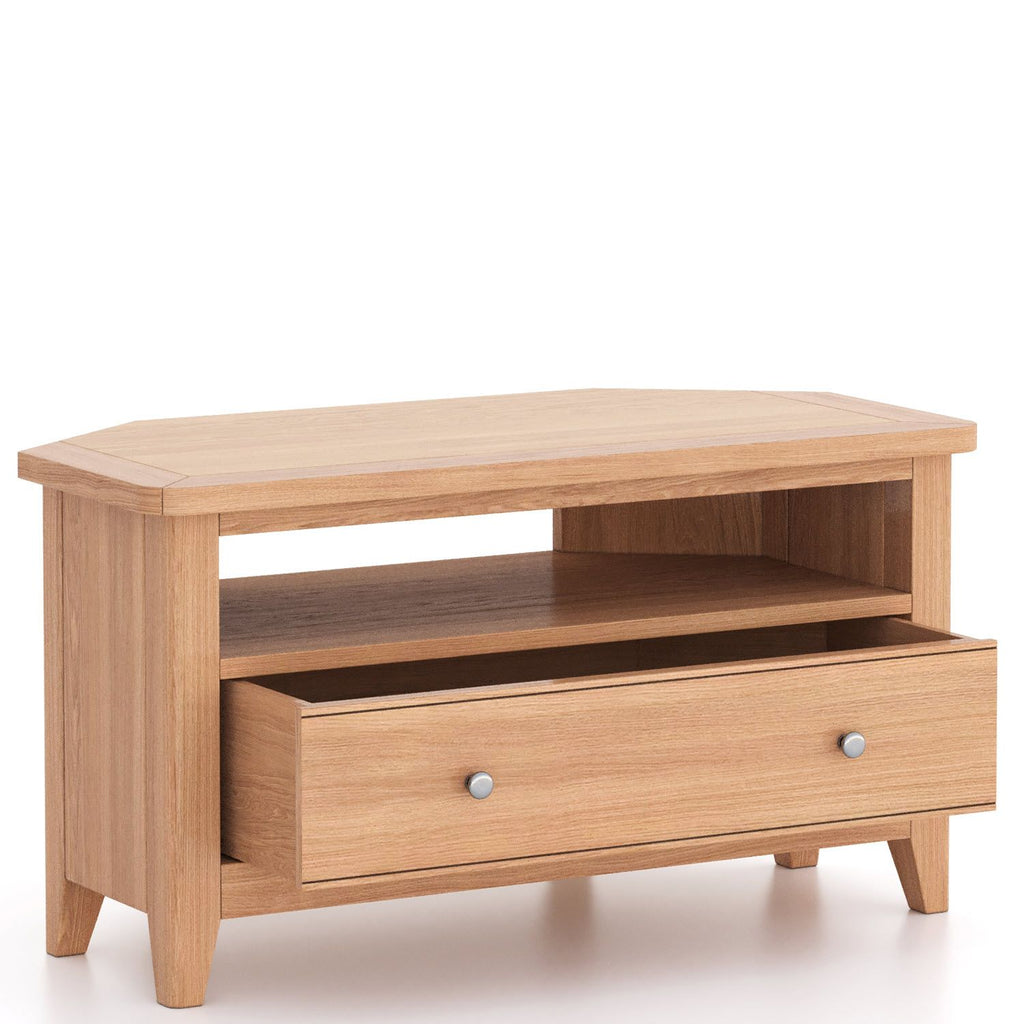 Arlyn Natual Oak Corner TV Cabinet - Home Furniture Interiors