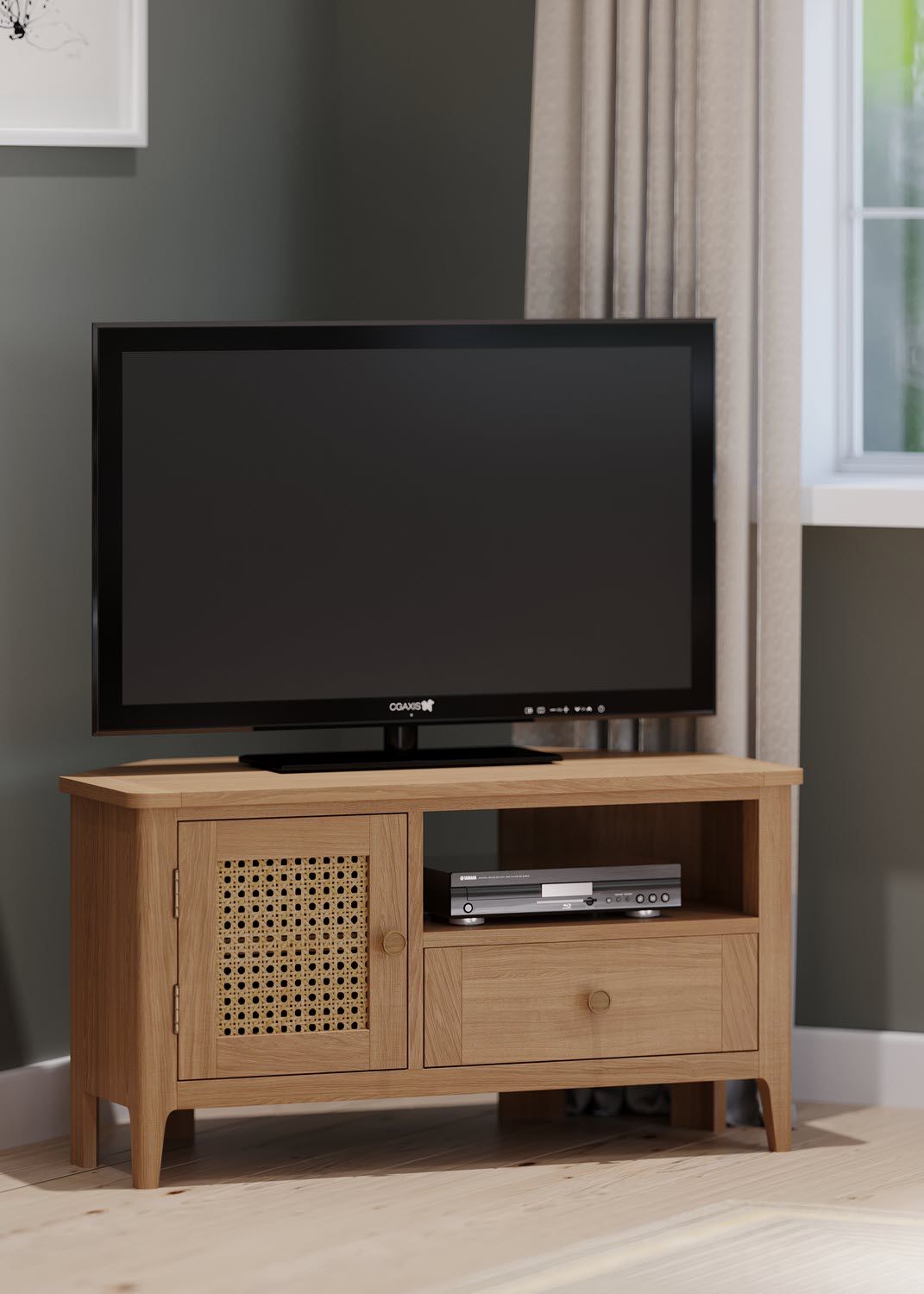 Halmstad Natural Oak Corner TV Unit - Home Furniture Interiors