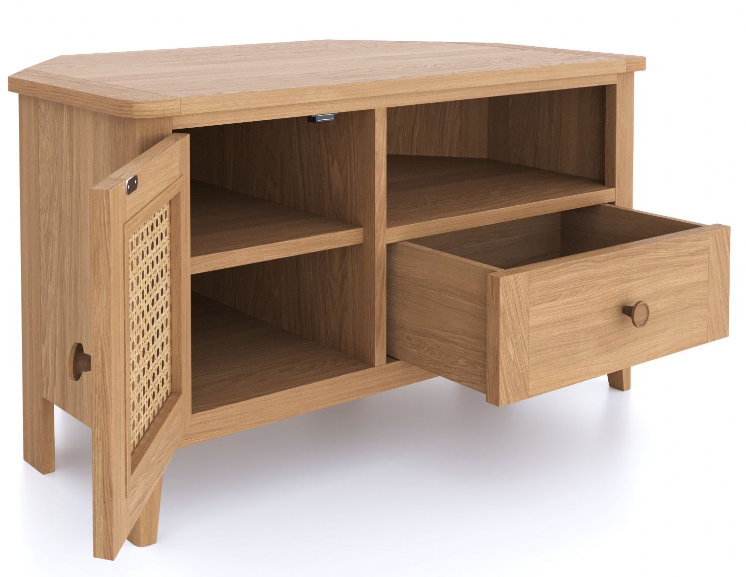 Halmstad Natural Oak Corner TV Unit - Home Furniture Interiors