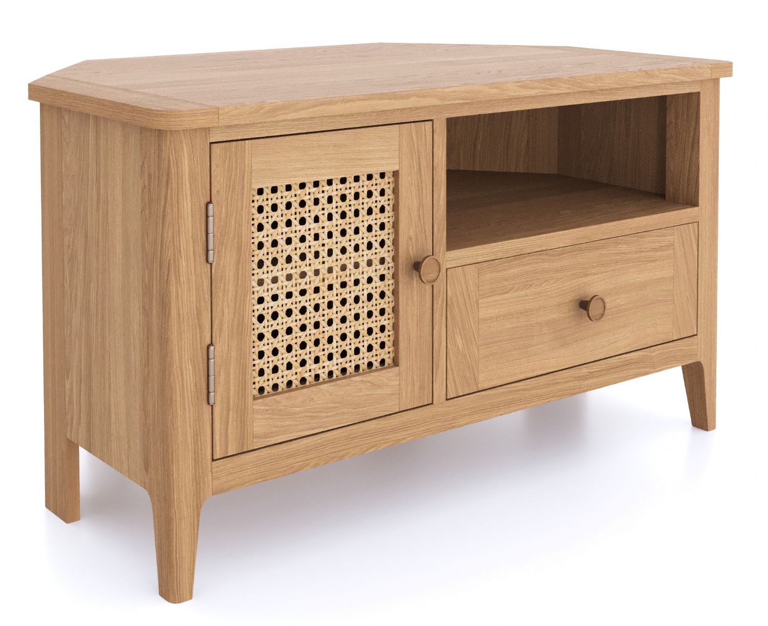 Halmstad Natural Oak Corner TV Unit - Home Furniture Interiors