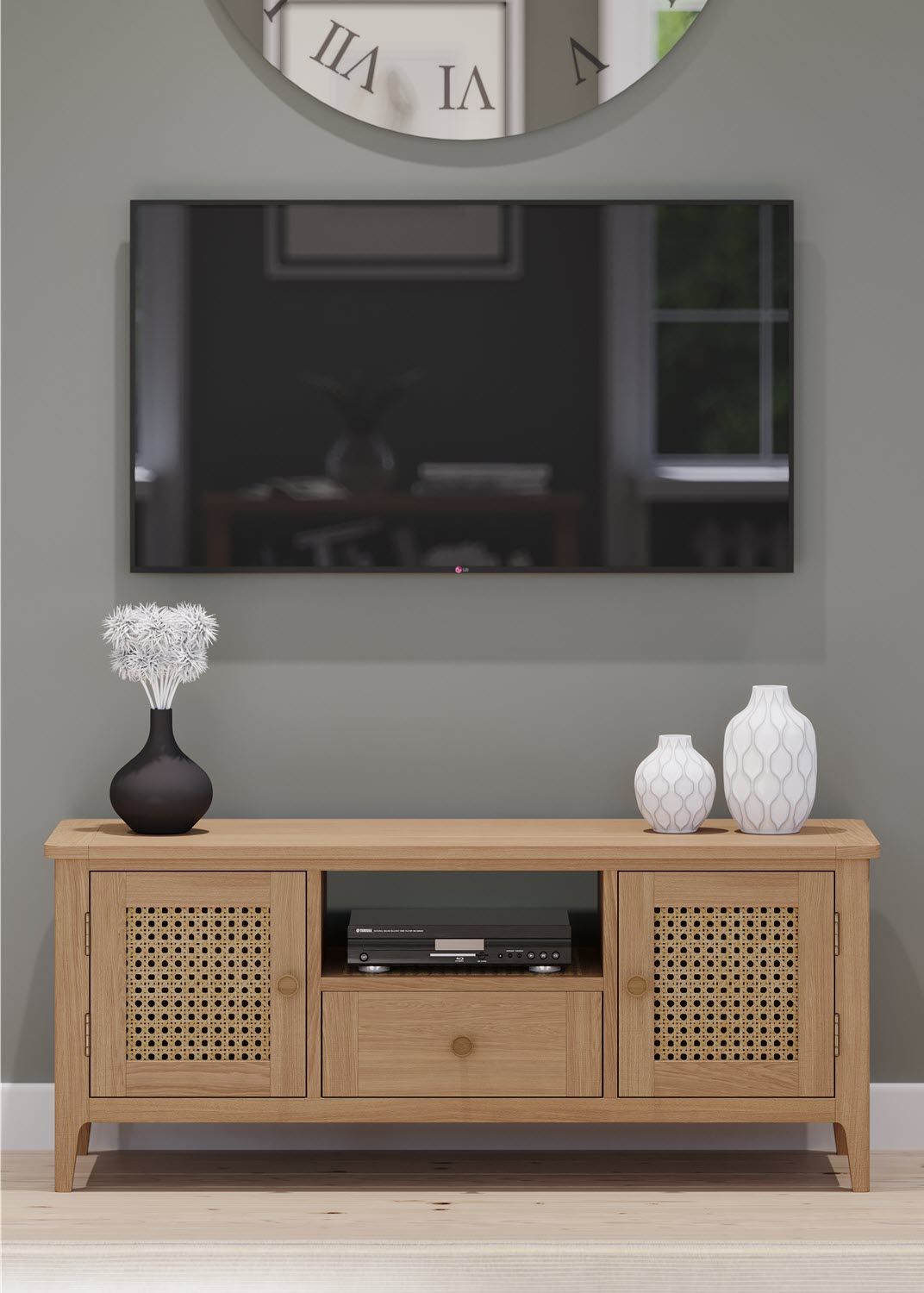 Halmstad Natural Oak Wide TV Unit - Home Furniture Interiors