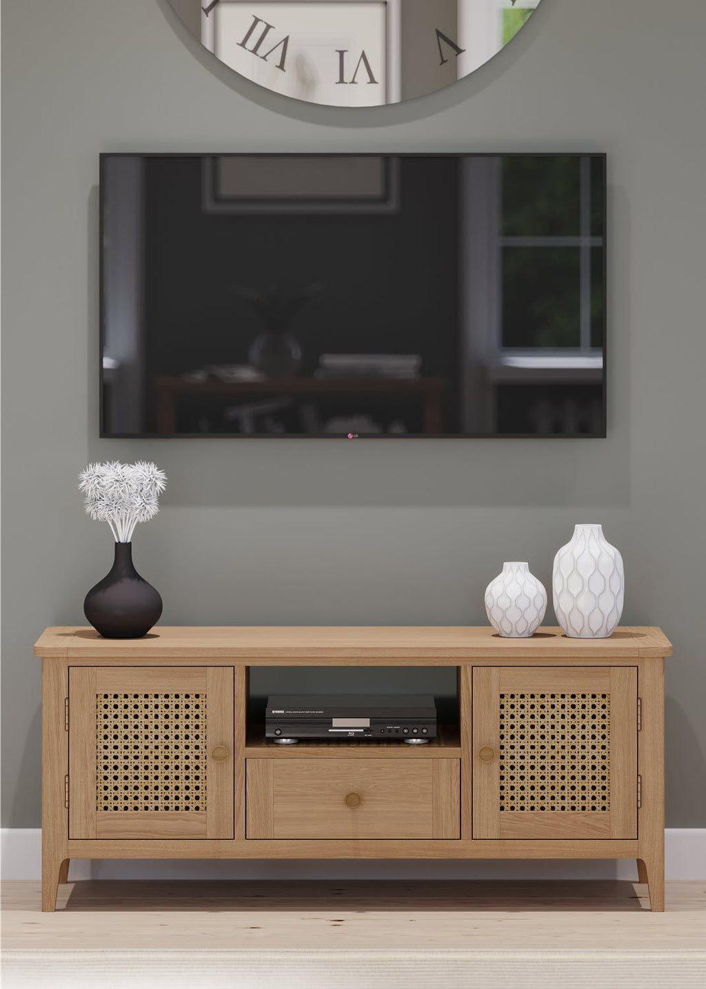 Halmstad Natural Oak Wide TV Unit - Home Furniture Interiors