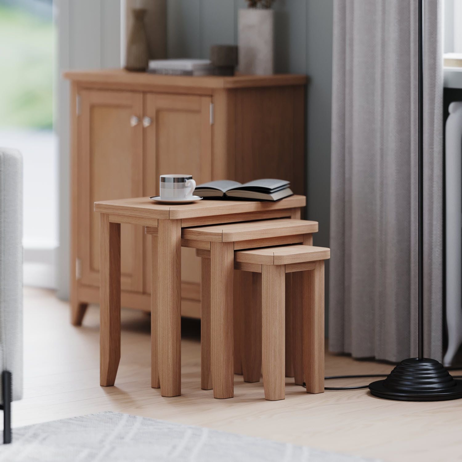 Arlyn Natual Oak Nest of 3 Tables - Home Furniture Interiors