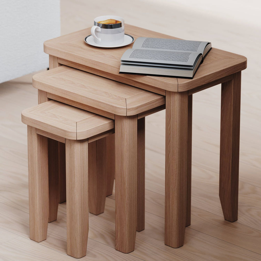 Arlyn Natual Oak Nest of 3 Tables - Home Furniture Interiors