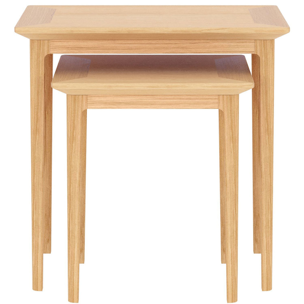 Modern Solid Oak Nest of 2 Tables - Home Furniture Interiors